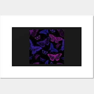 Blue Black Purple Butterflies Posters and Art